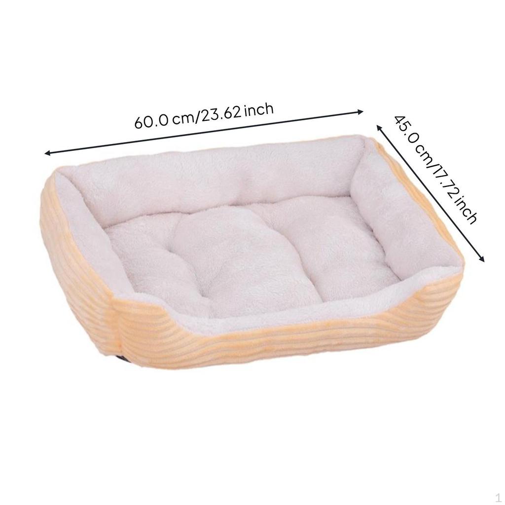 Dog Bed Mat, Warm Plush Crate Pad, Small & Cat, All Seasons Comfort Yellow 60x45cm
