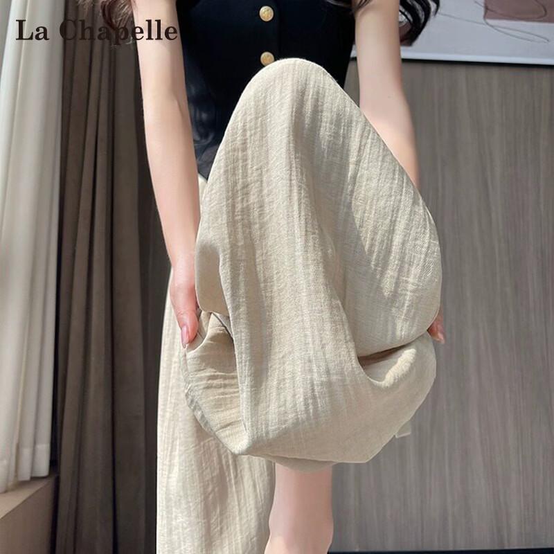 La Chapelle Women s Summer High-Waist Ice Silk Linen Wide-Leg Pants хаки