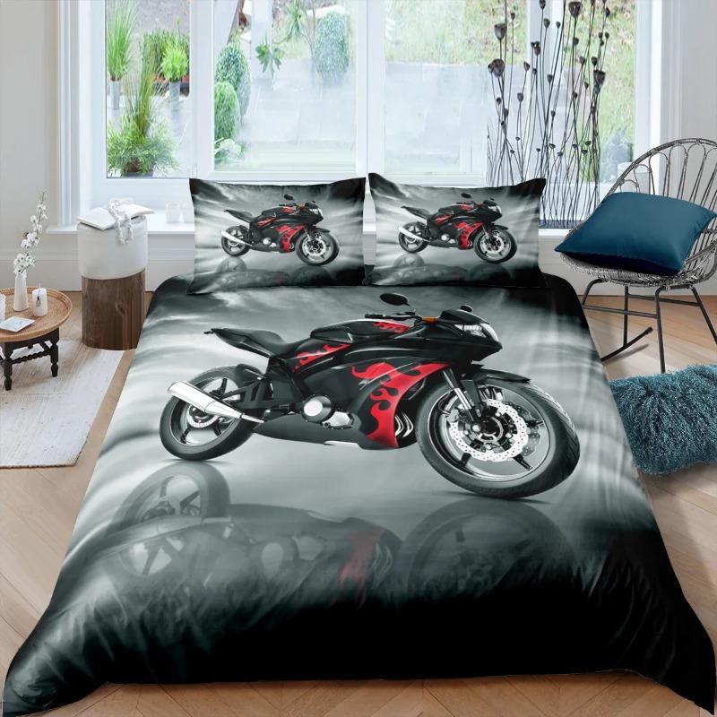 Popular Bedroom Bedding Set For Men Super Cool Motorcycle Tractor Bedding Set Luxury 100% Polyester Bed Cover Sets Pillowcases