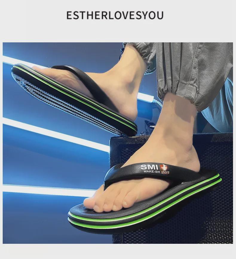 Open-Toe High-End Korean Men's Summer Flip-Flops for Daily Home Use.