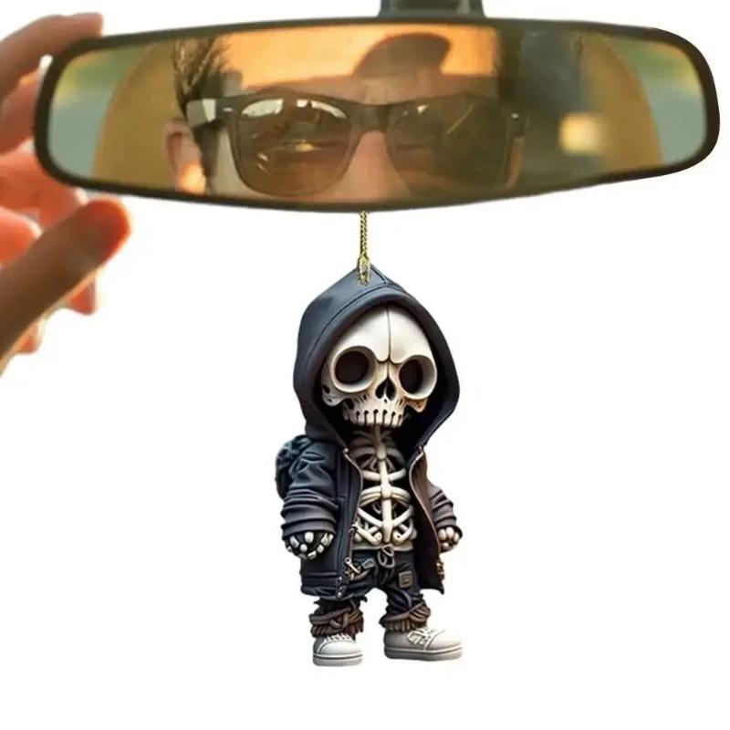 Halloween-Themed Skeleton Car Pendant - Hangable Acrylic Swing Dangle Skeleton Statue Decor