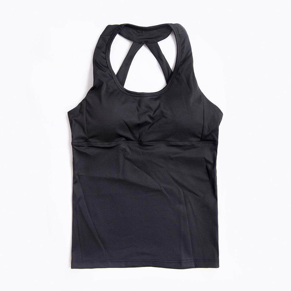 Women's U-shaped Vest Quick-Drying Sleeveless Fitness Running Nude Beauty Back Yoga Vest Female Bodybuilding Tank Top Sports Bra Built-in Chest Pad