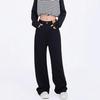Jeans Noirs Droits Taille Haute pour Femmes en Forme Poire - Coupe Ample, Grandes Tailles, Automne/Hiver