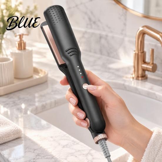 Multifunctional Hair Styling Machine 2 in 1 Straightener Curling Iron Negative Ionic Wide Plate Flat 4 Temp Settings Compact Tool for Dormitory 10s