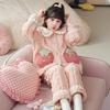 Girls Cartoon Fleece Pajama Set Warm Long Sleeve Open Front Sleepwear Winter Home Use