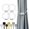4pcs Sturdy Magnetic Curtain Holders - Robust Design, Elegant And Minimalist Curtain Clips with Powerful Magnetic Fastening