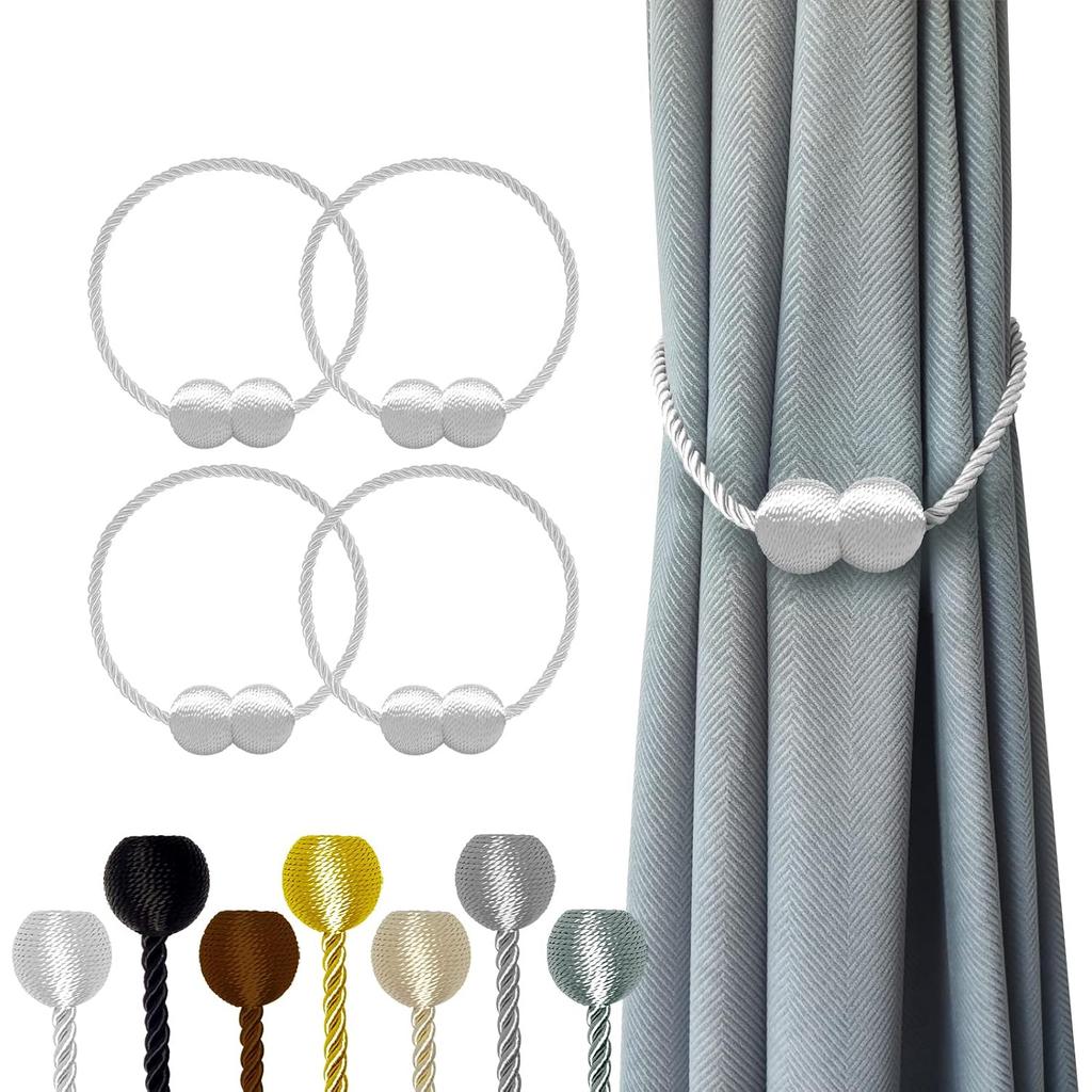 4pcs Sturdy Magnetic Curtain Holders - Robust Design, Elegant And Minimalist Curtain Clips with Powerful Magnetic Fastening