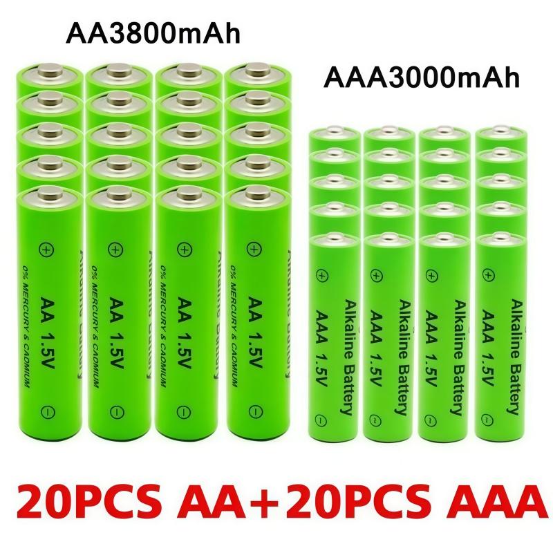 1.5V AA 3800mAh AAA 3000mAh Rechargeable Alkaline Batteries, Stable Performance for Cameras MP3 Players and Radios