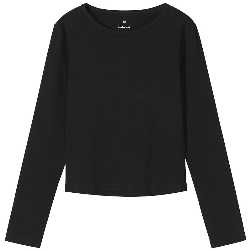 Hotwind Women s Basic Crew Neck Long Sleeve T-Shirt XL чёрный