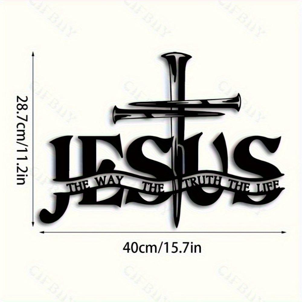 Divine Savior & Devout Hands Iron Wall Ornament - 'I Am the Way' Cross Adornment, Sturdy Metal, Ideal Christian Home Gift, Outdoor Spiritual Décor