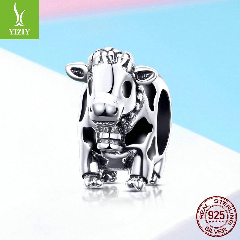 Yinziyun Original Cute Cow 925 Sterling Silver Beaded Bracelet