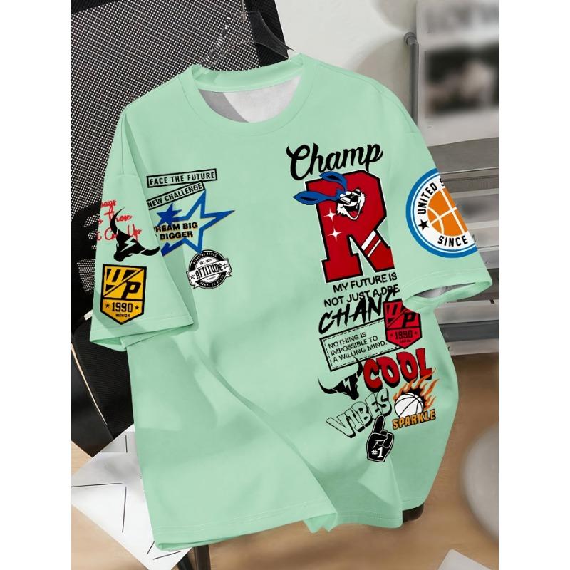 Casual Men'S T-Shirt with New York Lettering, Summer Short-Sleeve Printed T-Shirt, Oversized Top