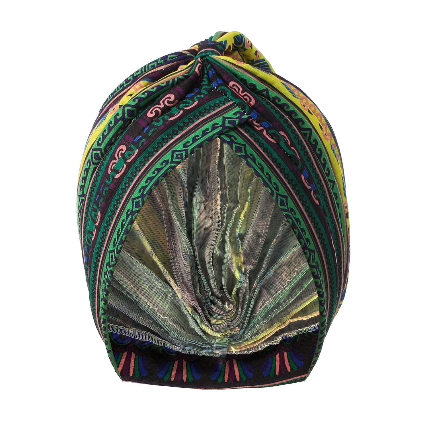 

Women Printed knot turban Indian Muslim Headwraps Chemo Cap Hijab Beanie Bonnet Head Wrap Bandanas Hair Loss Headscarf