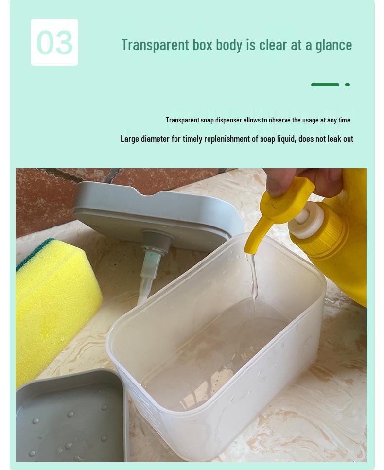 Automatic Press Soap Dispenser with Brush & Sponge for Easy Kitchen Cleaning