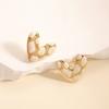 Japan and Korea simple design love stud earrings niche versatile hollow earrings stainless steel dripping oil cold wind women's earrings