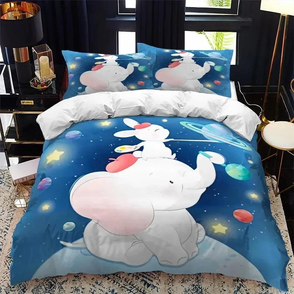 Comforter Animal Elephant Cartoon Bedding Set Bed Set Comforter King Queen Size Boys Adult Bedding Set