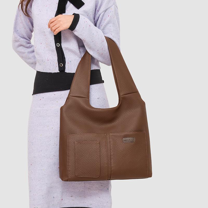 Large Capacity Tote Bag Women's Shoulder Underarm Handbag PU Commuter Bag