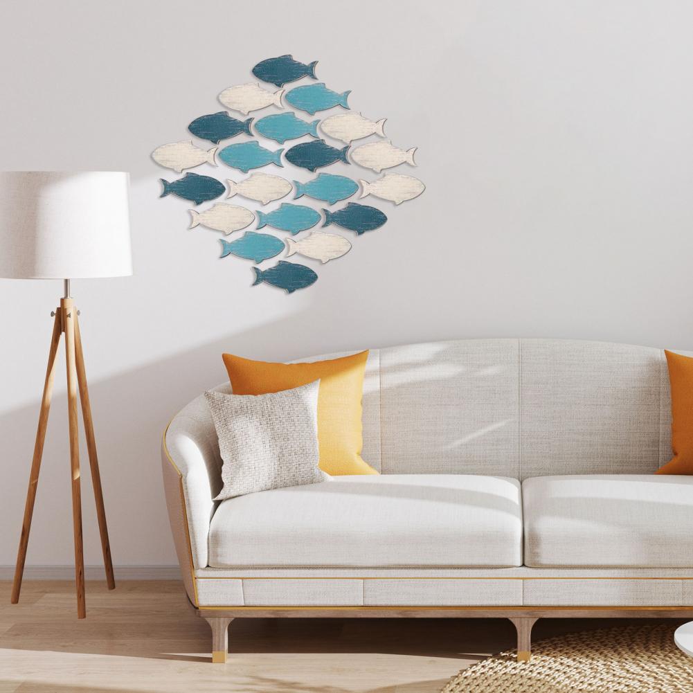 Room Fish Decorations Coastal Theme Wood Fish Art Nautical Coastal Wooden Fish Wall Decor Set Beach Lake House Bathroom Art