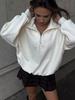 Solid Color Outer Wear Half Zipper Stand Collar Fashionable Trend Lapel Sweatshirt Loose Top
