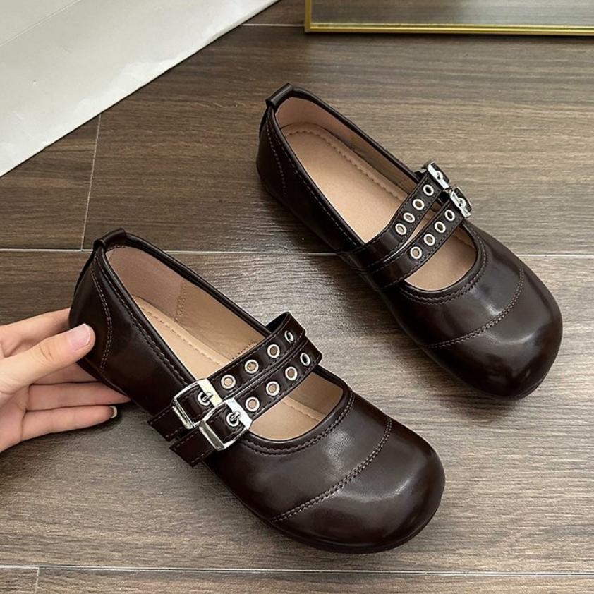 Female Footwear Round Toe Luxury Women Mary Janes Shoes Shallow Fashion Buckle Strap Ladies Lolita Single Ballet Flats Shoes