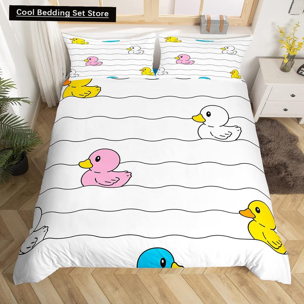 Uroczy kaczor król królowa poszwa na kołdrę kreskówka biała gęś zestaw pościeli zabawny wiejski zwierzęcy poszwa na kołdrę poliestrowa poszwa na kołdrę