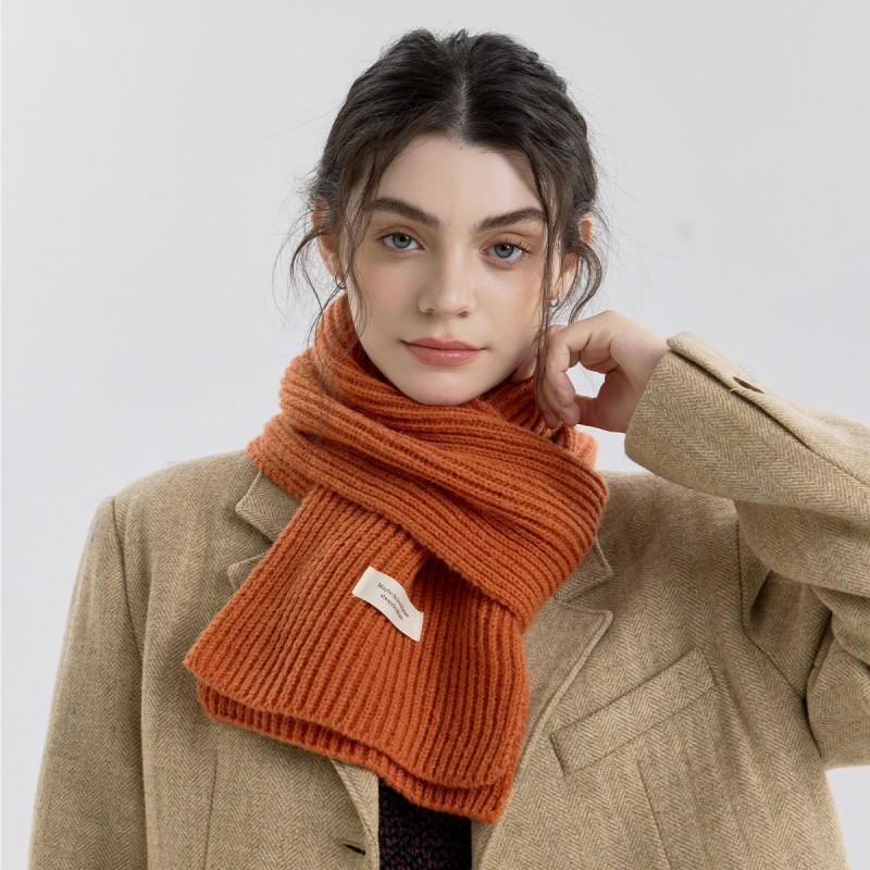 Minimalist Solid Color Knit Scarf Women Men Winter Warm Lightweight Unisex Neck Warmer Fashionable Everyday Accessory
