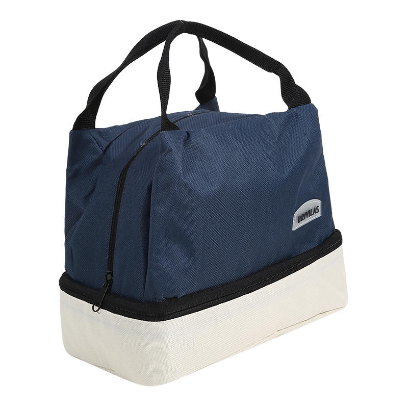 Color Block Double-layer Lunch Box Bag Hand-held Picnic Insulated Bag Thickened Tote Lunch Organizer