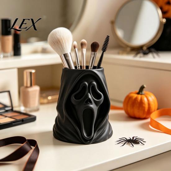 Ghost Face Ornament Halloween Candy Bucket, 3D Printed Trick or Treat Snack Holder, Screaming Holder Spooky Desktop Organizer for Indoor Home, Holiday