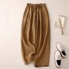Women's Cotton-Linen Wide-Leg Pants - Smooth Drape Versatile Style Nine-Point Length