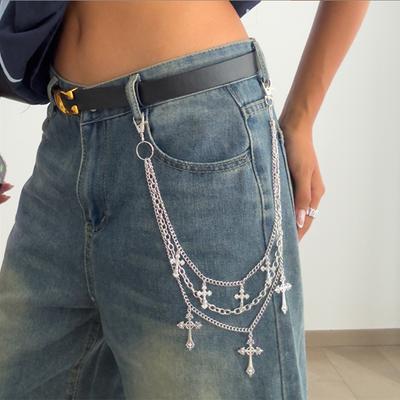 Lanț Punk Metalic la Pantaloni Lanț pentru Talie Hip Hop Pandantiv Cruce Lanț pentru Blugi Accesorii Cadouri pentru Bărbați Femei