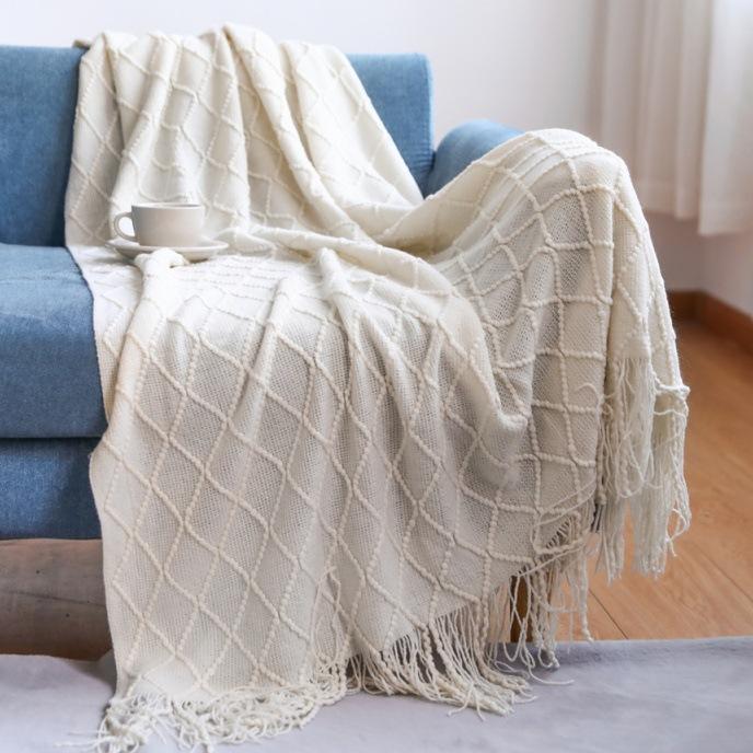 Tassel Summer Thin Throw Blanket Knitted Sofa Cover Blanket Office Air Conditioning Window Blanket Cozy Small Napping Throw Blanket For Home