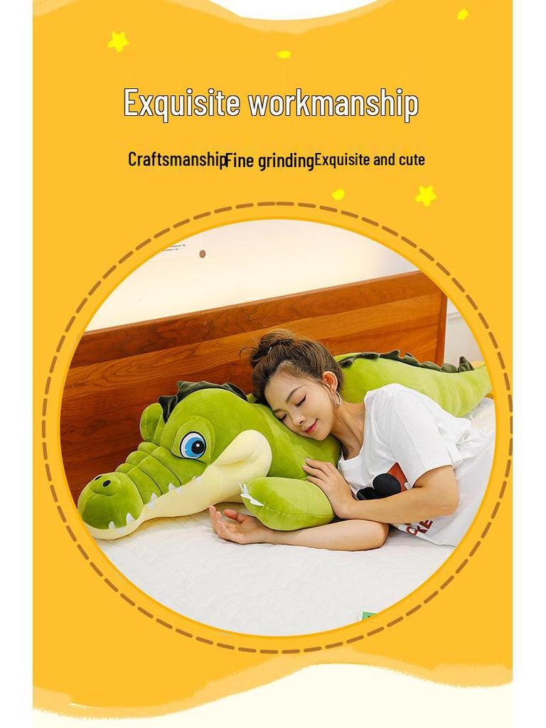Large Cute Crocodile Hug Pillow Plush Toy for Girls' Soothing Sleep