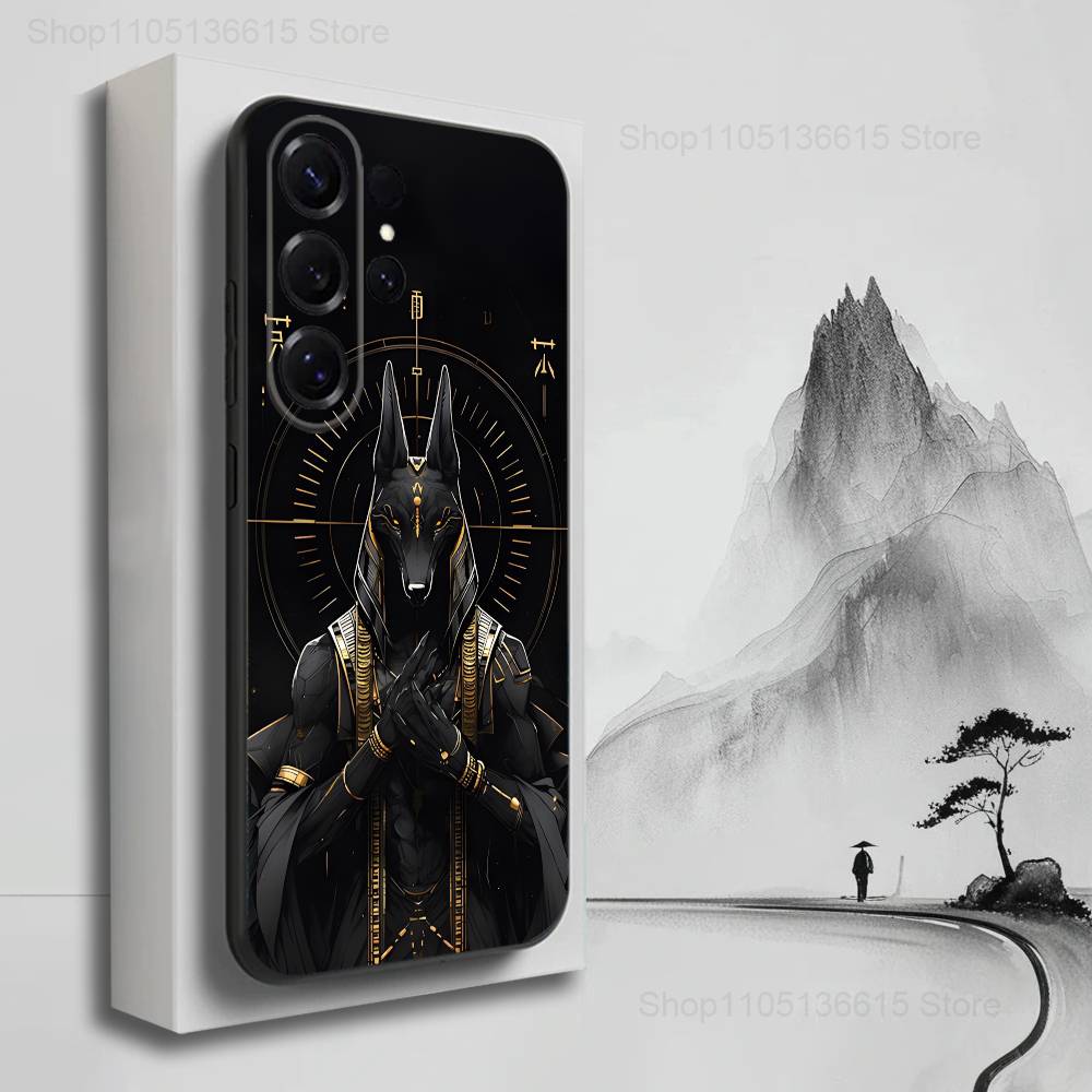 Anubis God Egyptian Case For Samsung S22,S21,S9,S25,S24,S23,Ultra,FE,S20,S10,Plus,Lite,Soft Silicone Black
