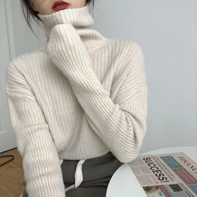 Volný Líný Vítr Jednoduchý Svetr Dámský Podzimní a Zimní Retro Pletenina