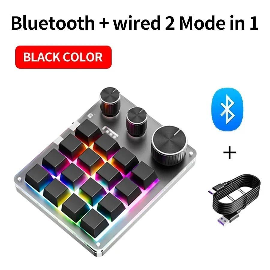 16 Keys 3 Mode Macro Mechanical Keyboard Portable USB RGB Gaming Custom Programming Knob One-handed Mechanical Keyboard