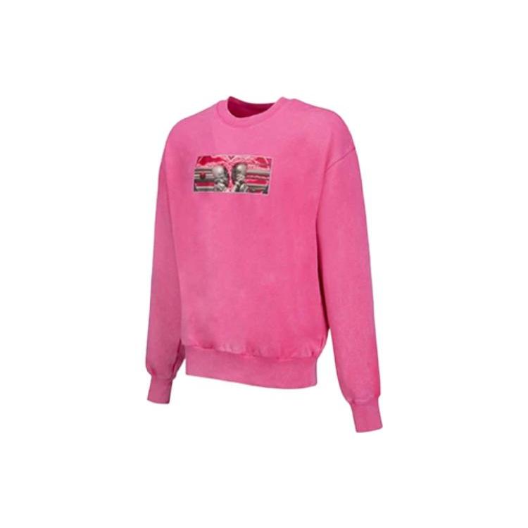 Li Ning Sweatshirts Unisex Pink Crew Neck Moderate Regular AWDT233-4 L