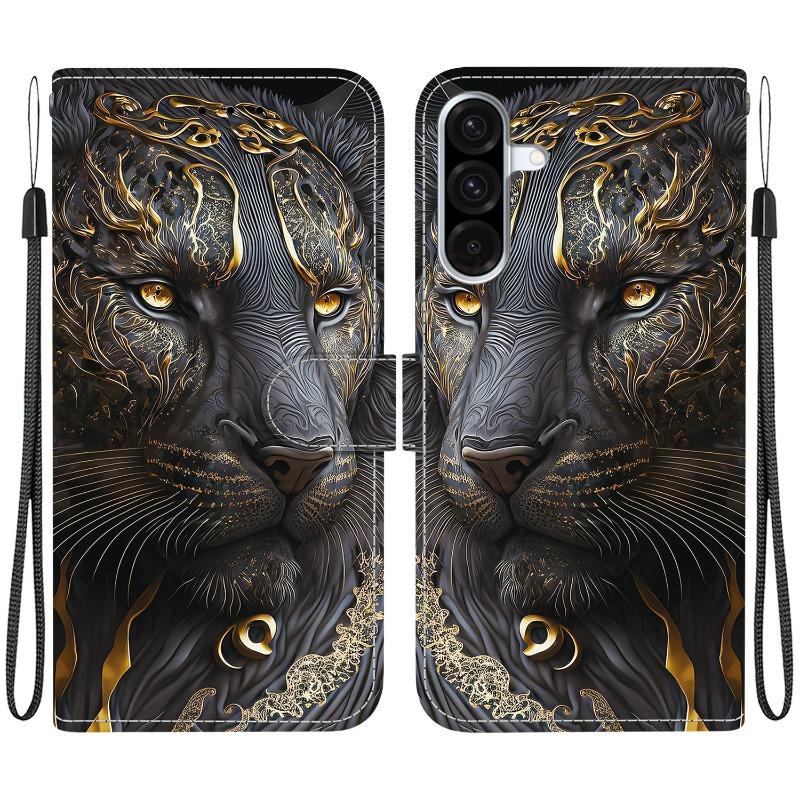 A16 A26 Animal Case Lion Panda Leather Phone Cover For Samsung Galaxy A36 A56 A26 5G A16 4G Wallet Flip Coque Card Protect Cases
