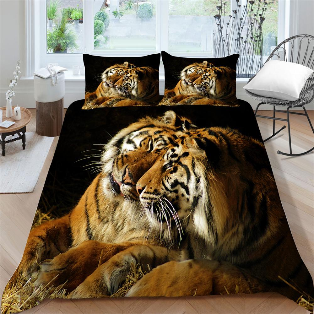 Bettwäsche Set 3D Tier Tiger Druck Bettdecke Sets Kinder Kind Schlafzimmer Dekor Polyester Hause Bettwäsche Kissenbezug
