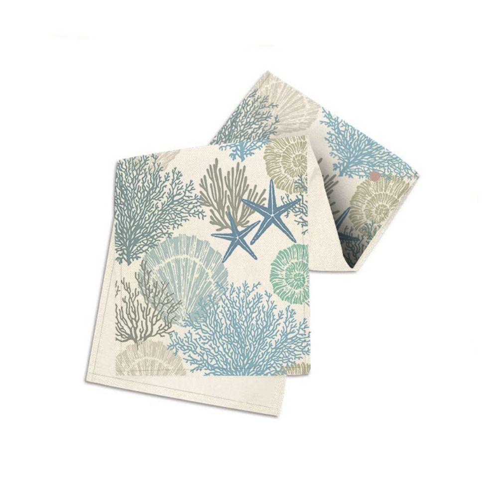 

Starfish Pattern Ocean Table Runner Linen Tablecloth Multi Size Table Cover Table Decoration 33X180CM