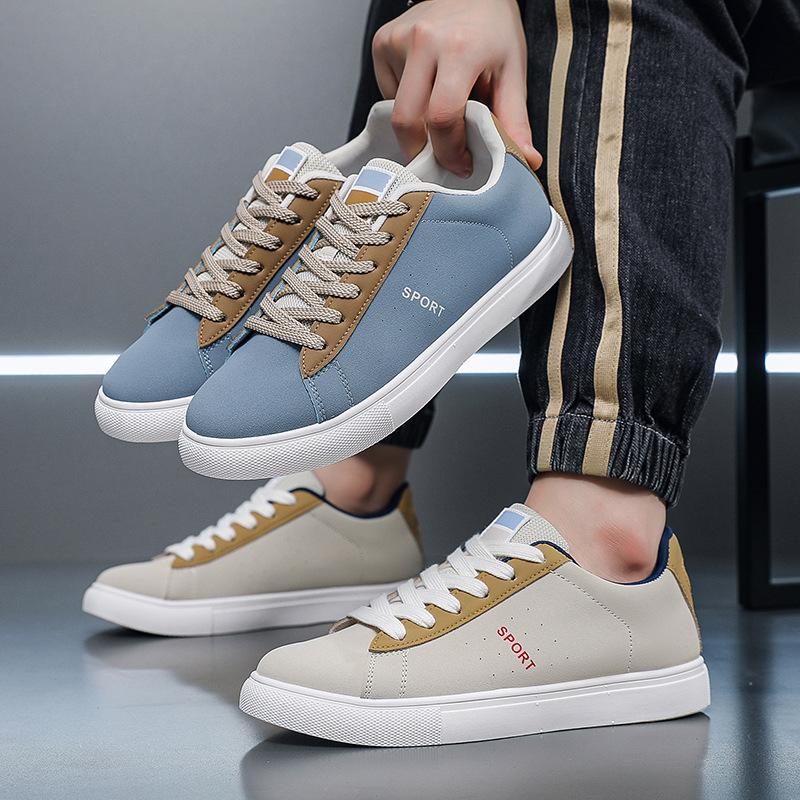 Summer new low-top board shoes men's casual flat bottom wear-resistant trend versatile sports little white shoes lace-up Korean version men's shoes
