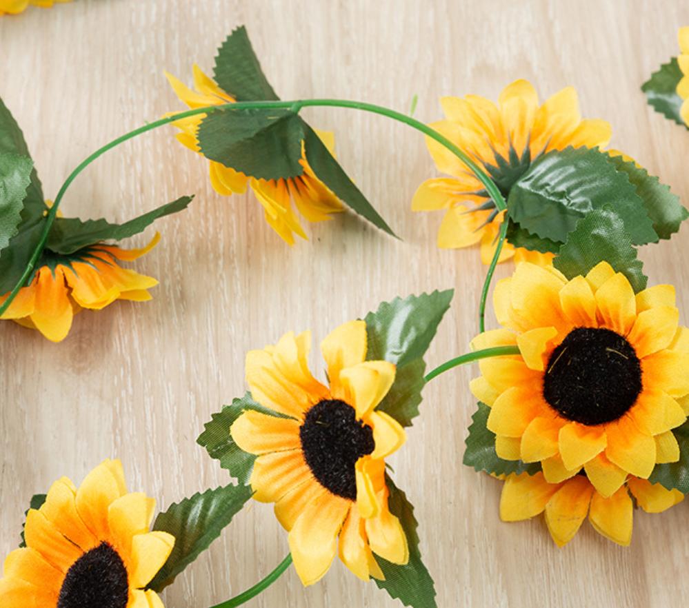 

Искусственная подвесная лоза куст подсолнечника, драпировка букета гирлянда - Главная, центральные украшения украшения 1pcs жёлтый