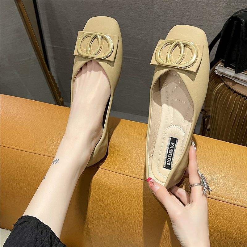 Doudou Shoes Girl 2025 New Spring Korean Version Versatile Shallow Mouth Soft Sole One Pedal Fairy Gentle Evening Wind Single Shoes