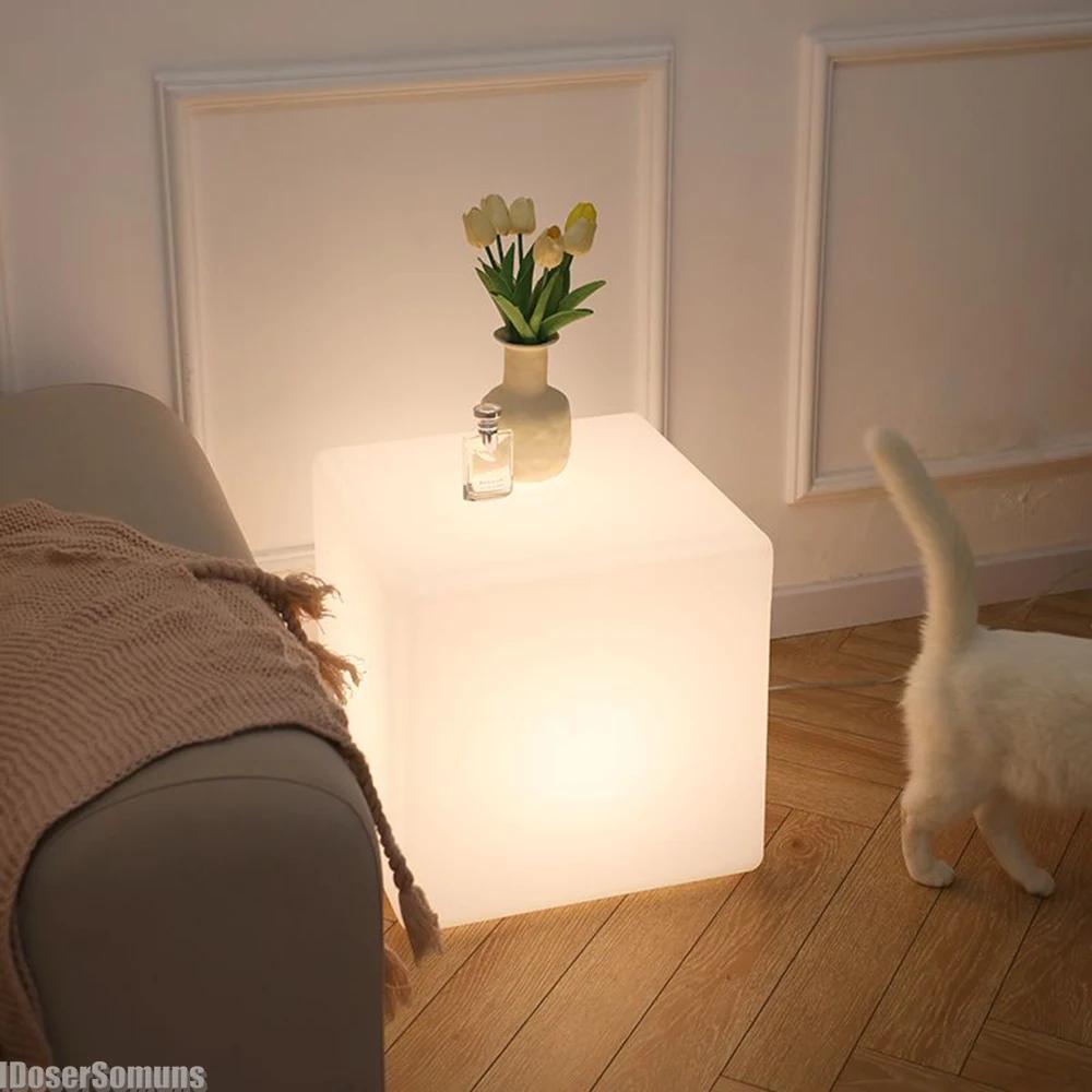 Noční svítící skříň Bílá kostka stojací lampa 3D dekorativní pohovka konferenční stolek noční lampa luxusní dekorativní noční osvětlení