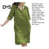 Women Dress Loose Three Quarter Sleeves Solid Color Lapel Knee Length Soft A Line Casual Spring Summer Midi Dress