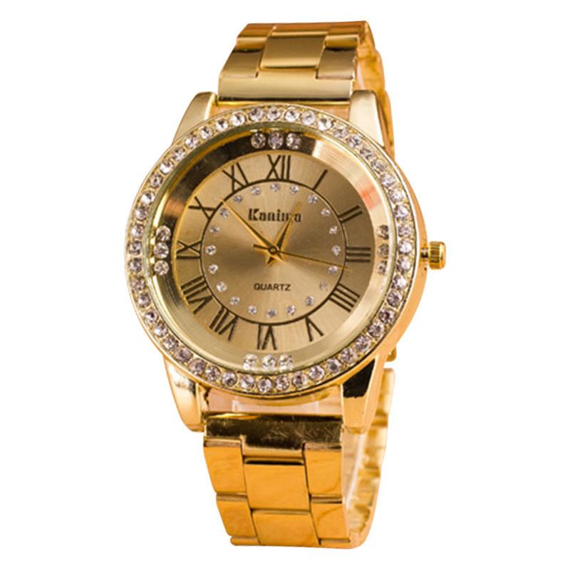 Fashion Trend Alloy Quartz Watch For Couples With Decorative Dial And Fold Clasp