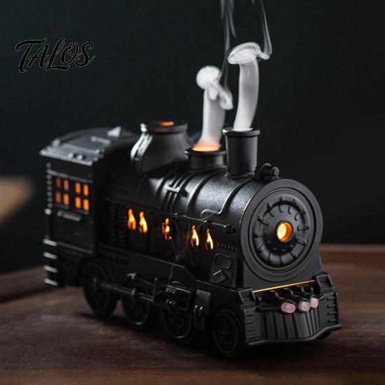 Large Capacity Desktop Humidifier Vintage Steam Train Aroma Diffuser, 300ml Ultrasonic Cool Mist with Dual Decorative Fragrance Machine for Office LED