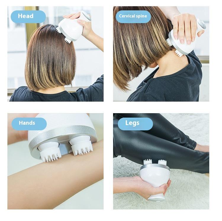 Electric Cordless Vibrator Hair Scalp Massager With Kneading 4 Massage Nodes Handheld Head Scratcher Massager Stress Relax