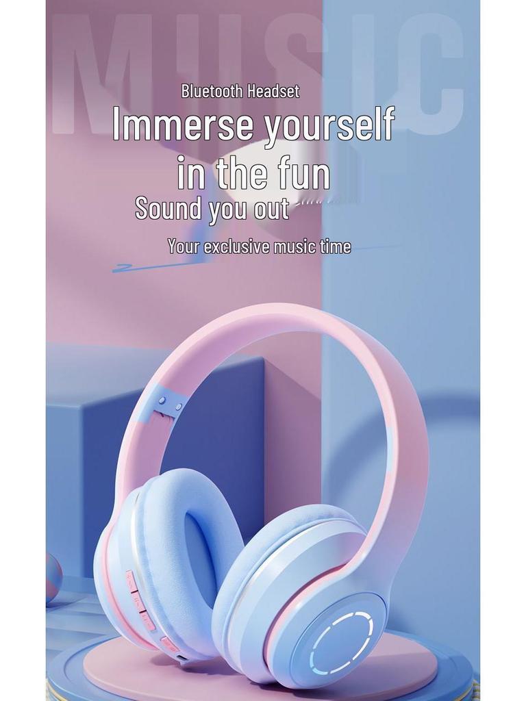 Over-ear Wireless Noise-Cancelling Bluetooth Gaming Headset with Heavy Bass, Compatible with Apple and Huawei Phones