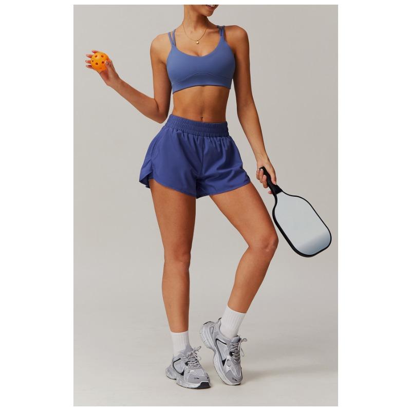 Women S Quick Dry Yoga Shorts Fake Two Piece Sports Shorts For Fitness