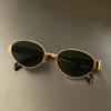 Retro Metal Frame Pilot Oval Sunglasses Women Men Brand Designer Vintage Round Sun Glasses Luxury 90s Green Lens Shades Male